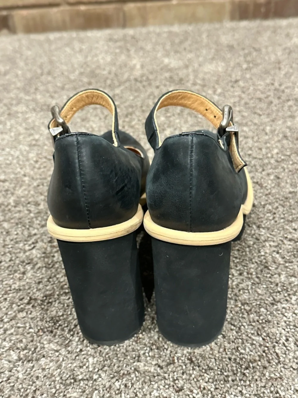 Free People Maggie Mary Jane Platform Heels Black Leather 37 Retro Chic - Picture 8 of 10